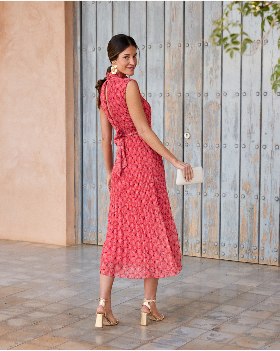 Pertina Flowers Dress in Peach