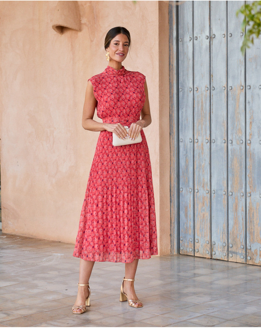 Pertina Flowers Dress in Peach