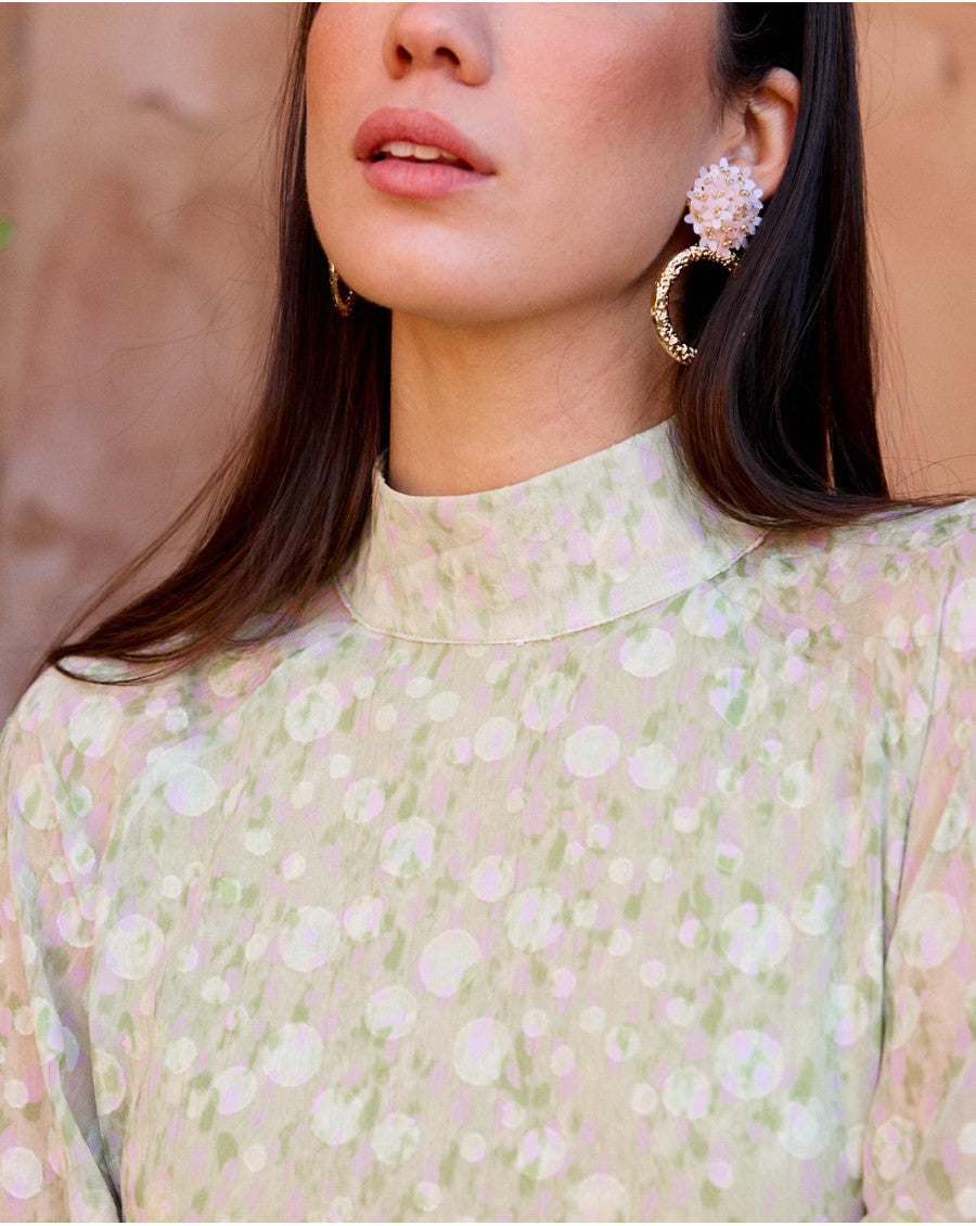 Fabiola Neck Dress in Pistacio