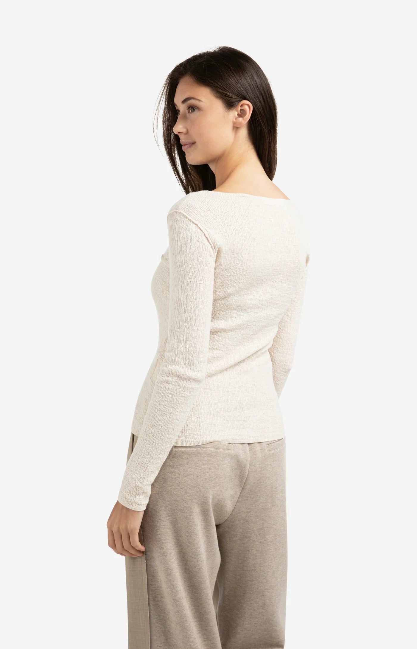 Light Structured Knitted Top in Chalk White