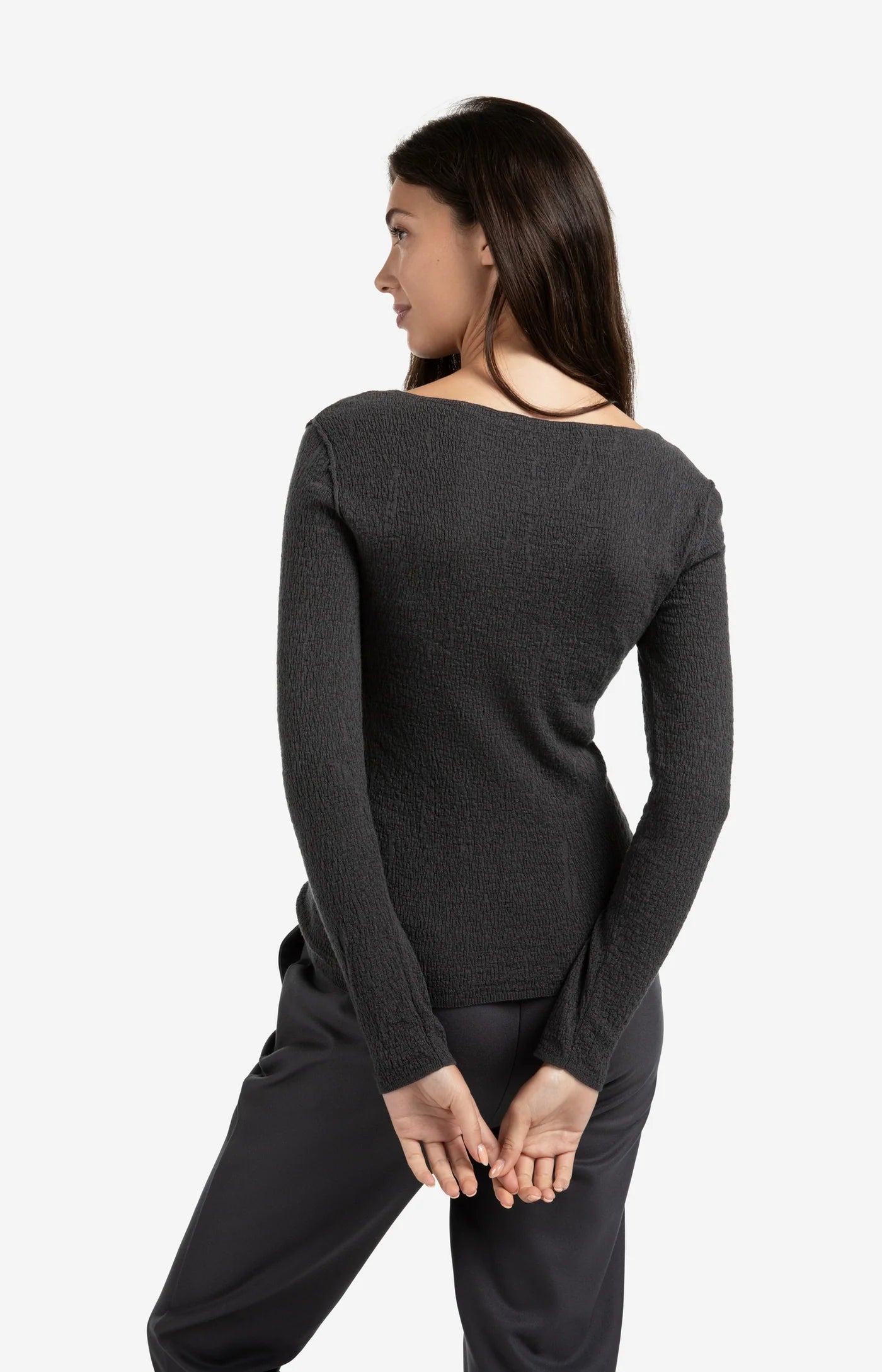 Light Structured Knitted Top in Oyster Black