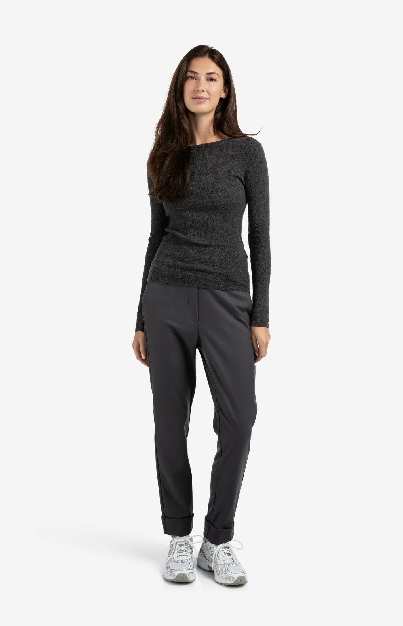 Light Structured Knitted Top in Oyster Black