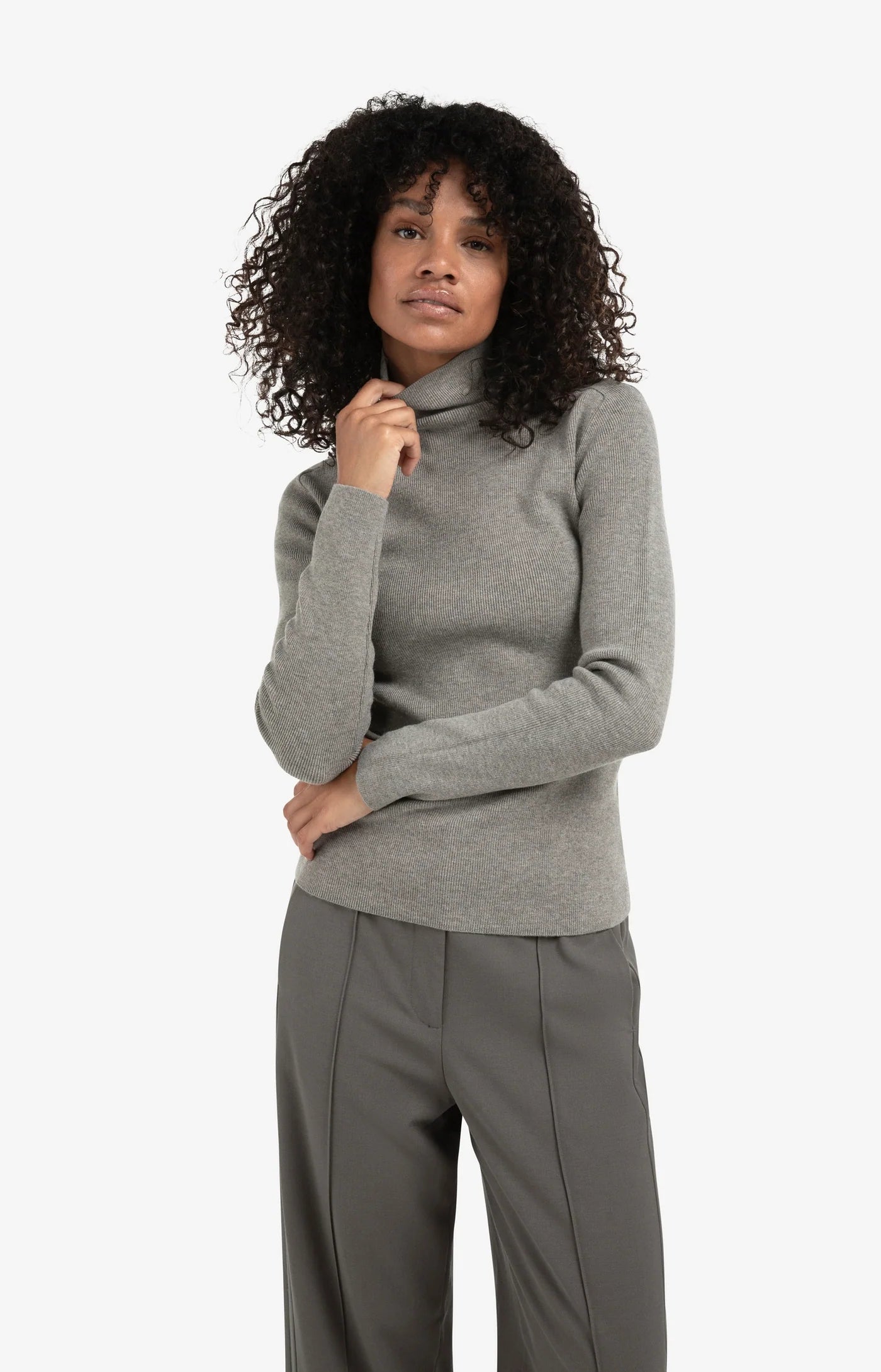 Turtle Rib Sweater in Taupe/Grey