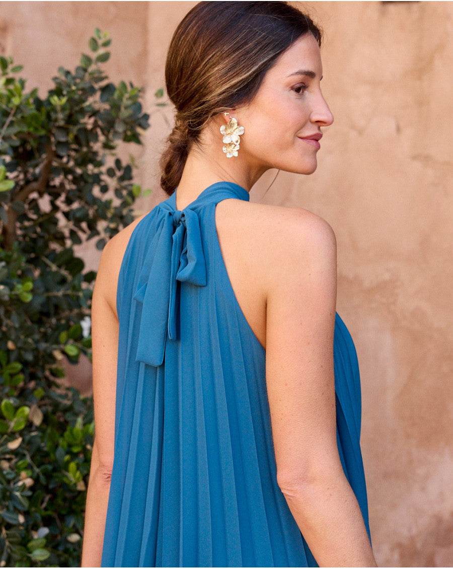 Halter Benedicta Dress in Petrol