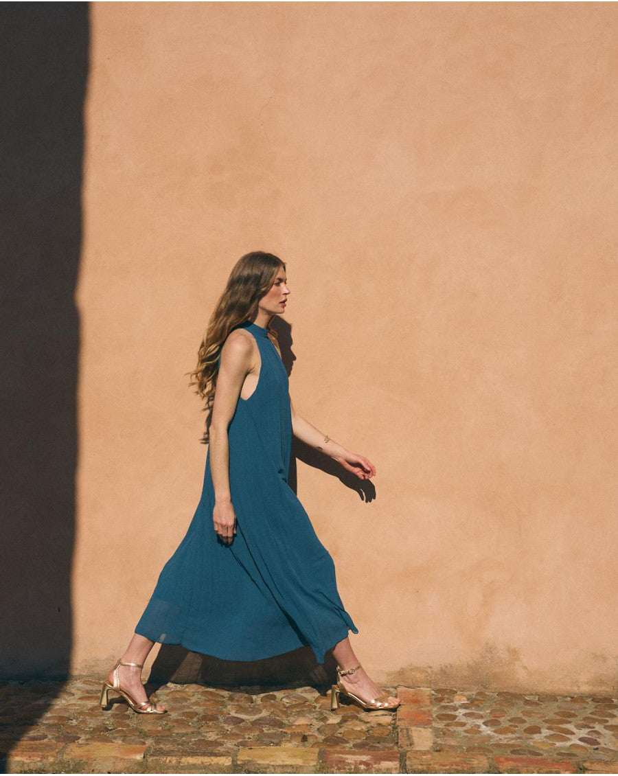 Halter Benedicta Dress in Petrol