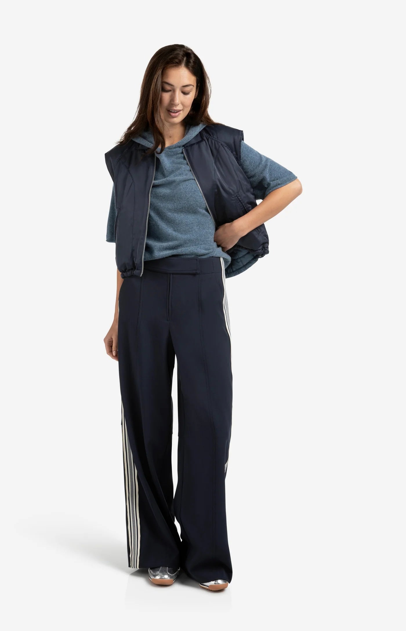 High Waist Wide Leg Trouser in Inkwell Blue