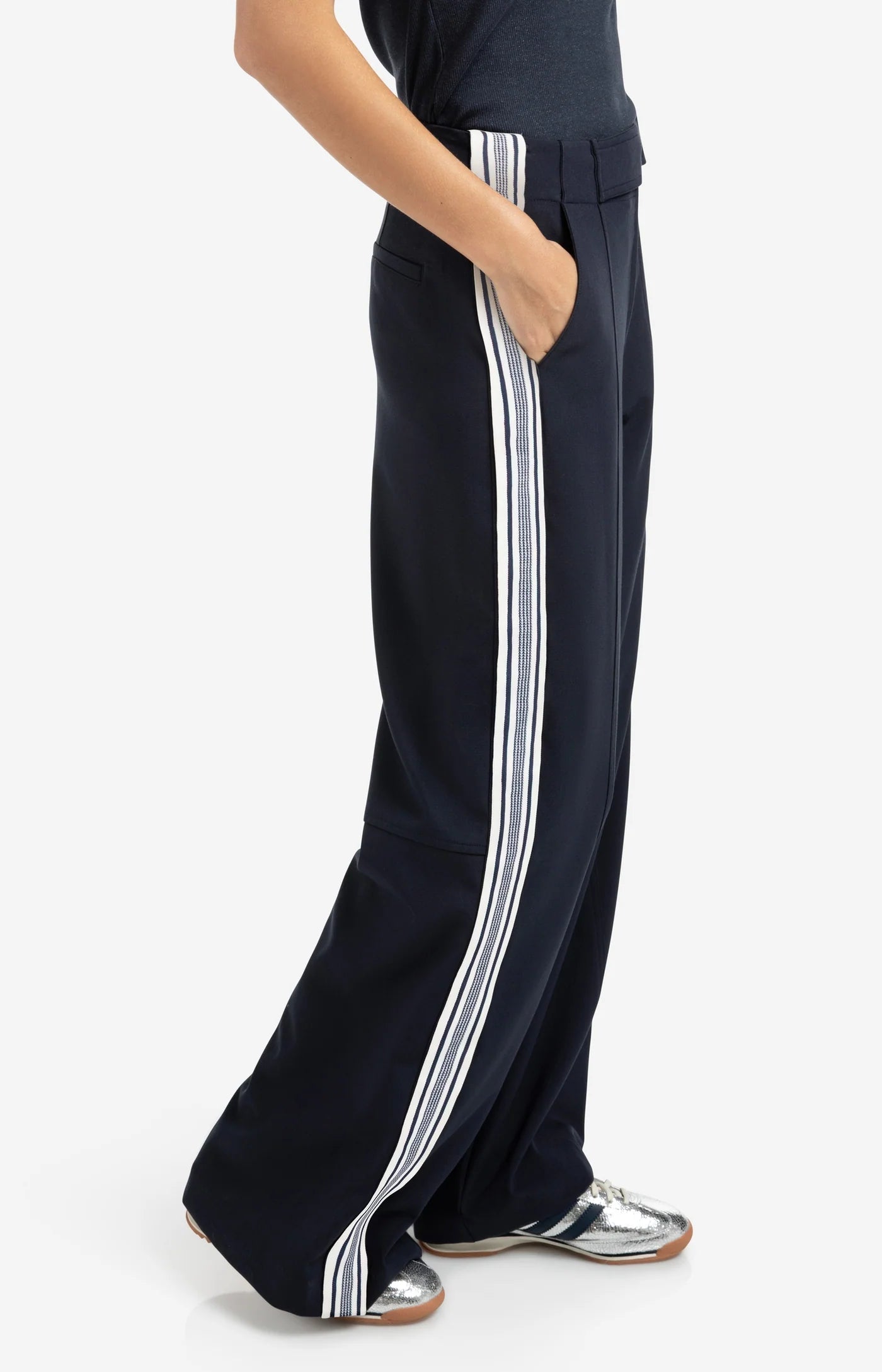 High Waist Wide Leg Trouser in Inkwell Blue