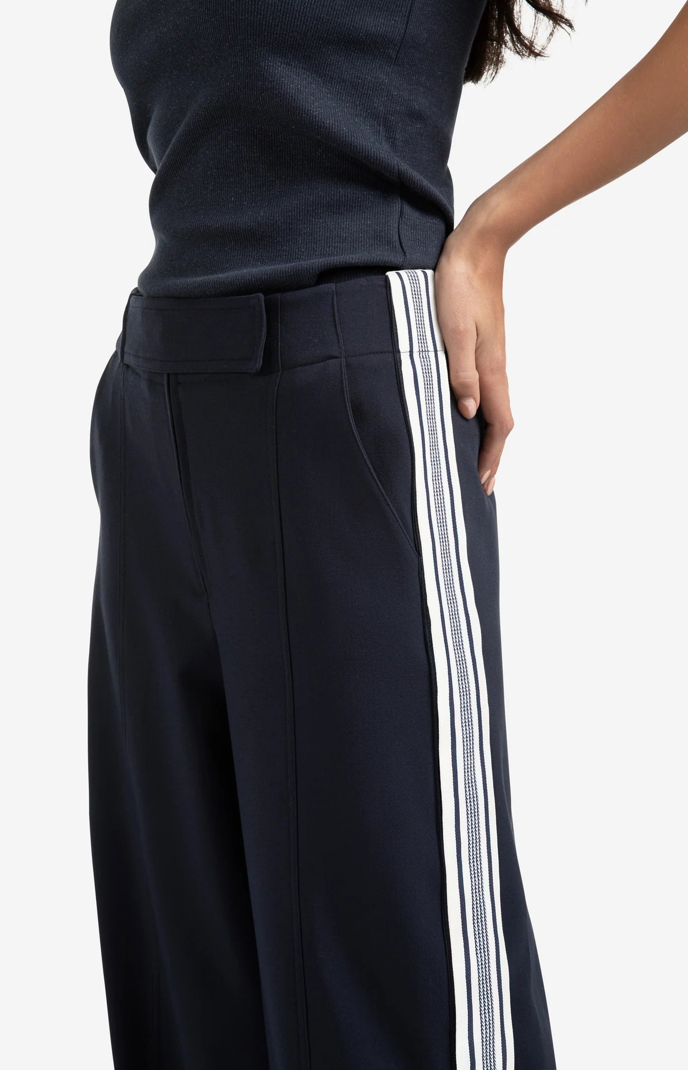 High Waist Wide Leg Trouser in Inkwell Blue