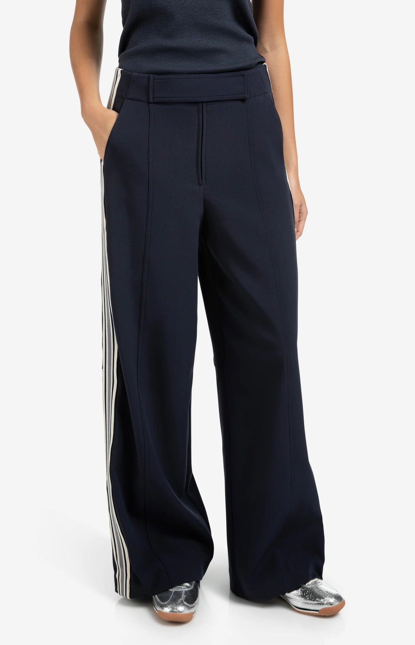 High Waist Wide Leg Trouser in Inkwell Blue