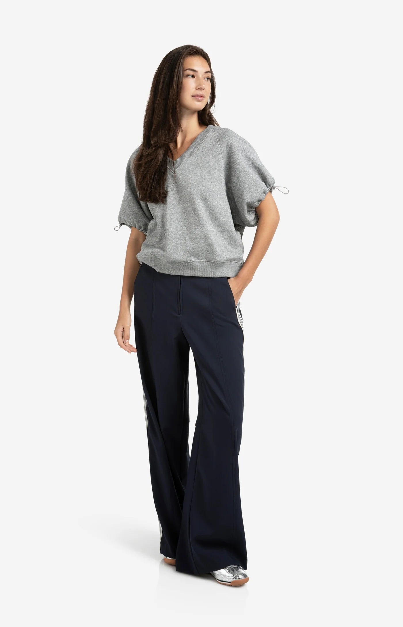 High Waist Wide Leg Trouser in Inkwell Blue
