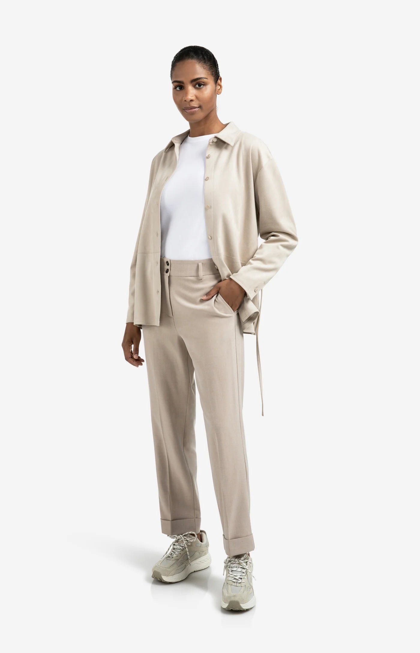 Long Sleeve Jersey Top in White