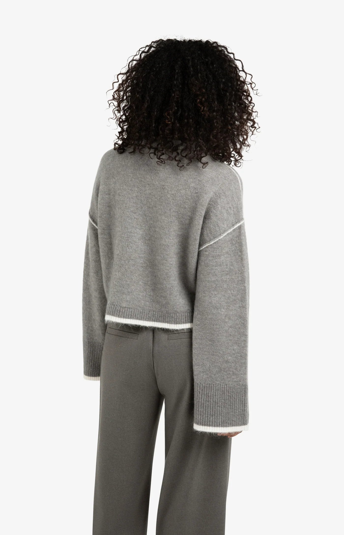 Contrast Colouring Sweater in Taupe/Grey Melange