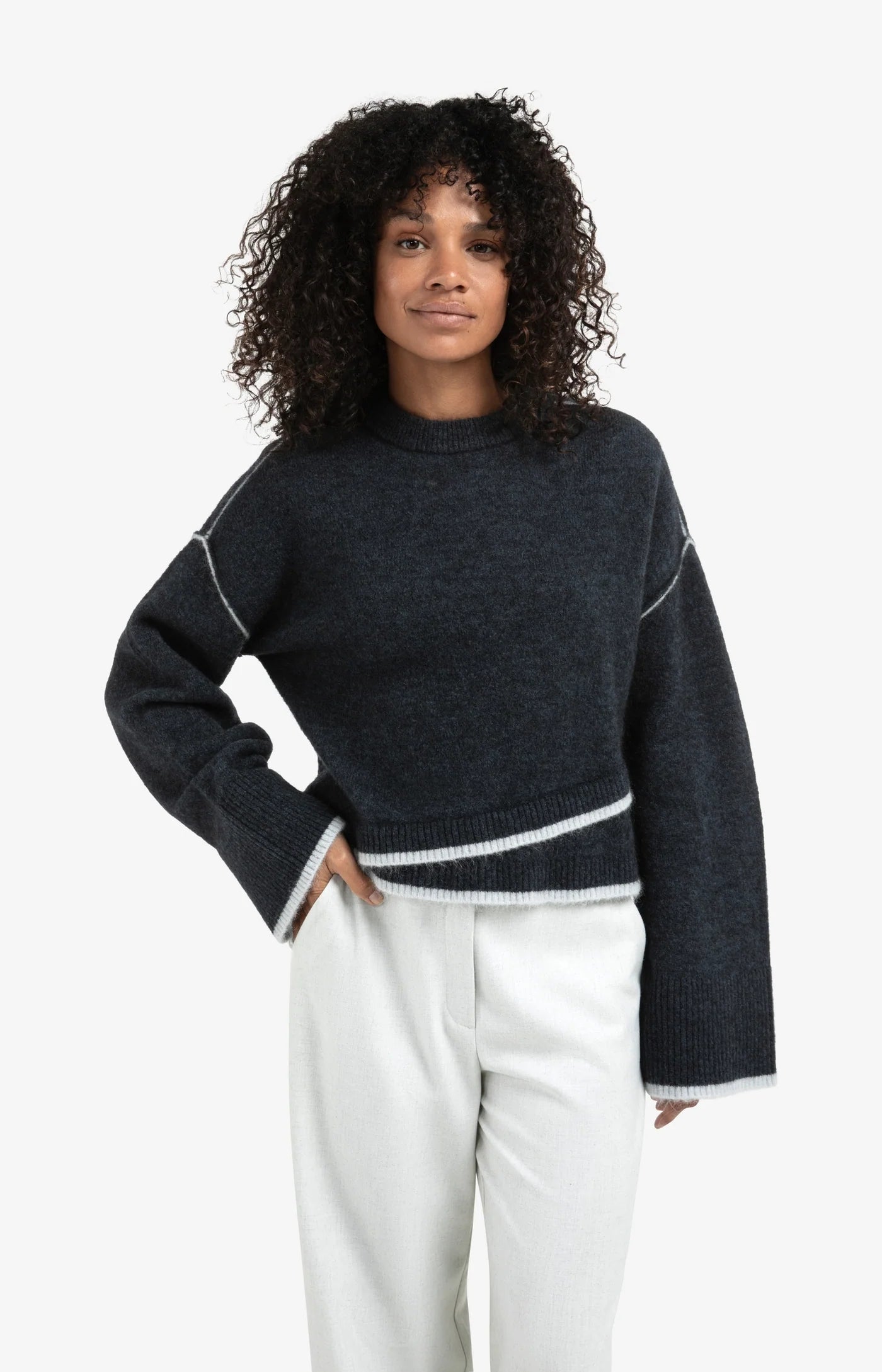Contrast Colouring Sweater in Collegiate Blue Melange
