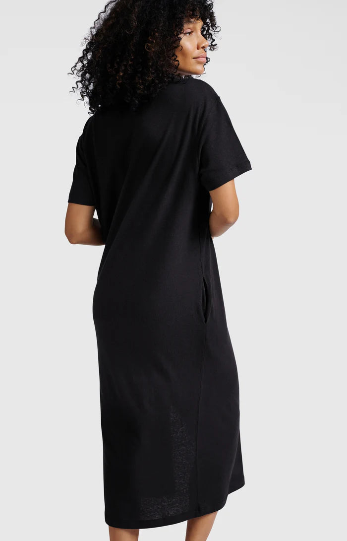 T-shirt Dress with Slit in Washed Black