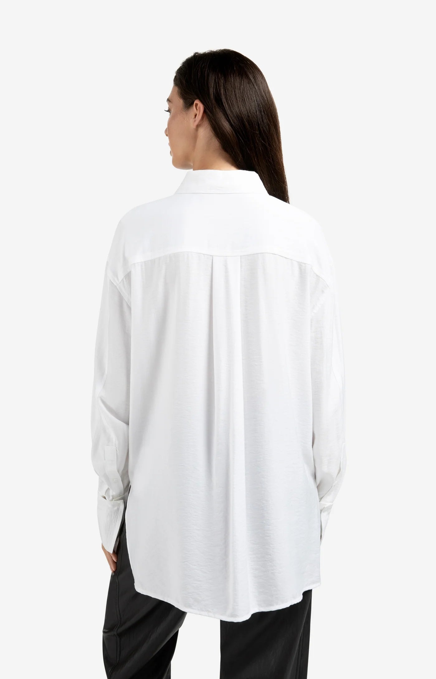 Long Blouse with Removable Collar and Cuffs in White
