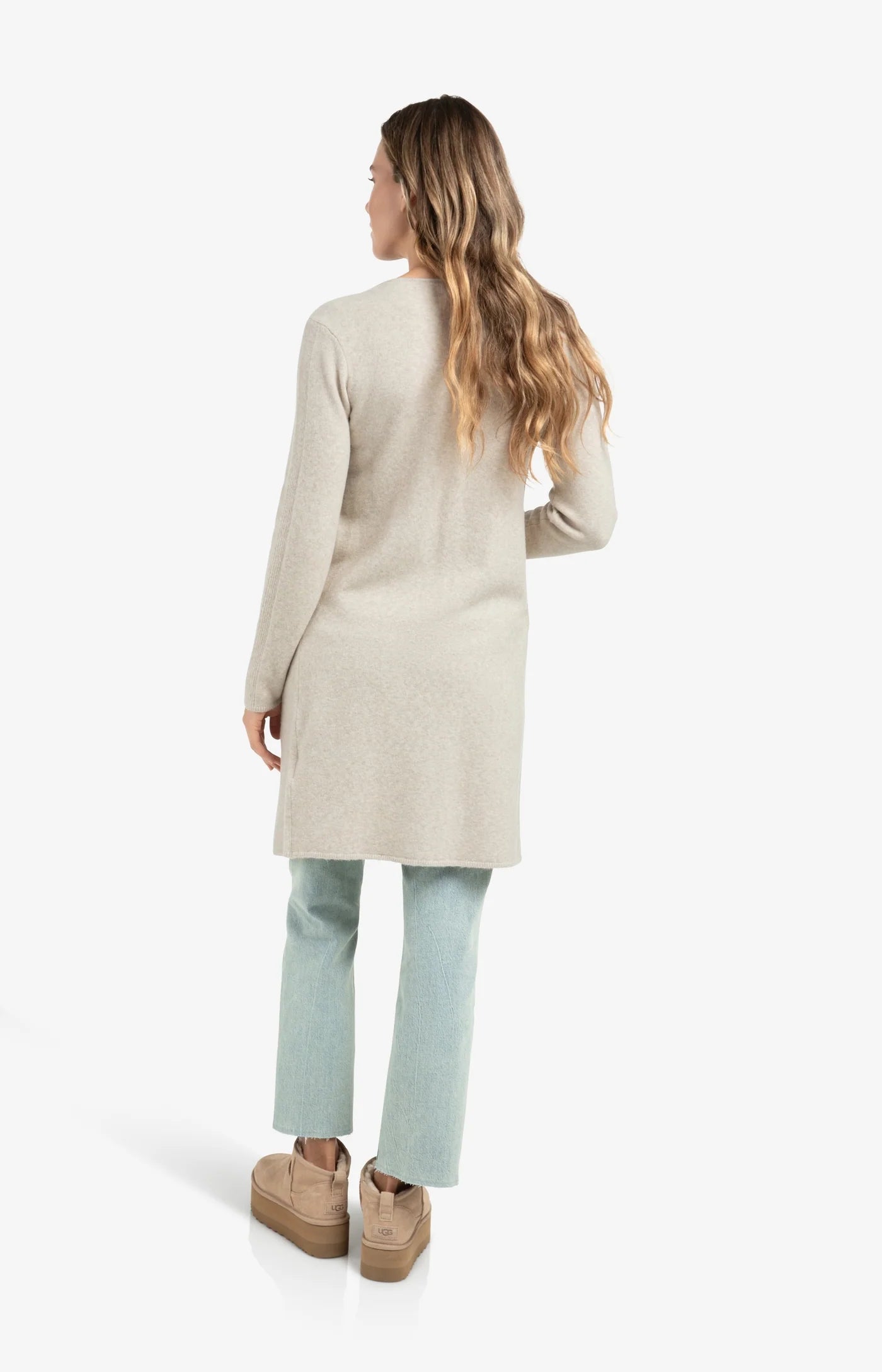 Long Cardigan with Gilet in Cloud Grey Melange
