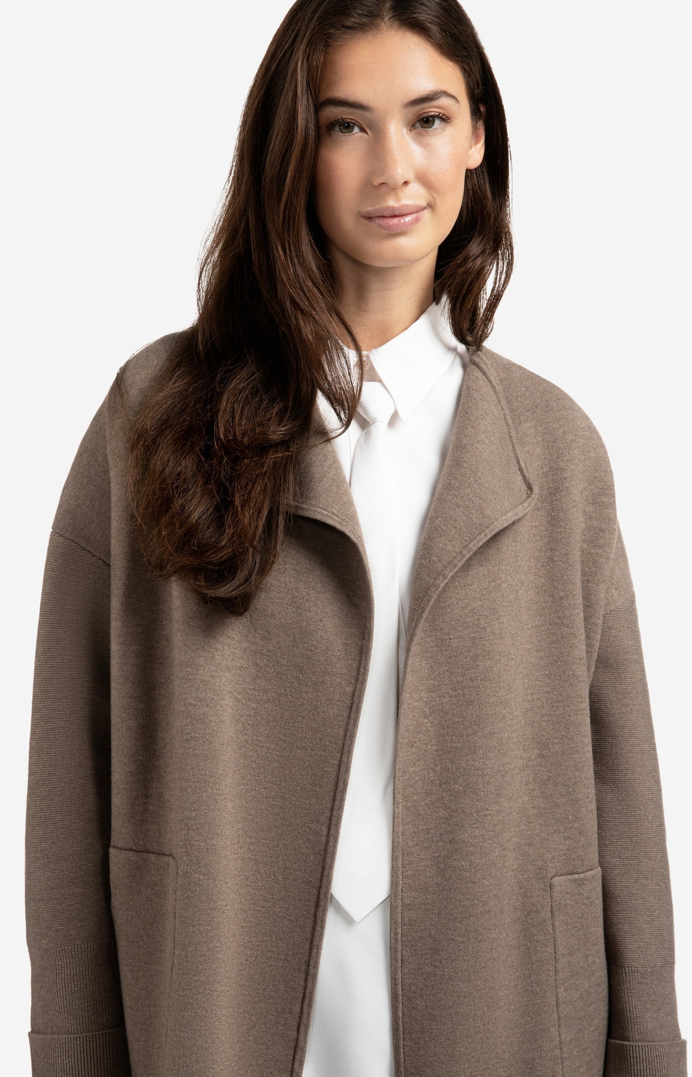Long Coatigan in Brown Melange