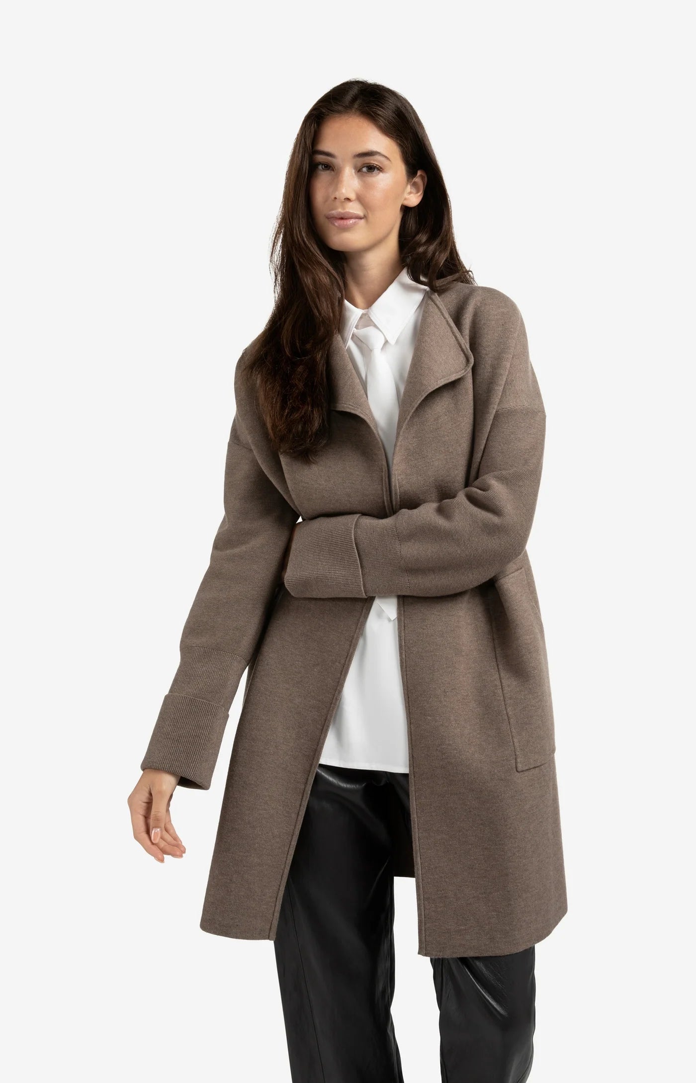 Long Coatigan in Brown Melange