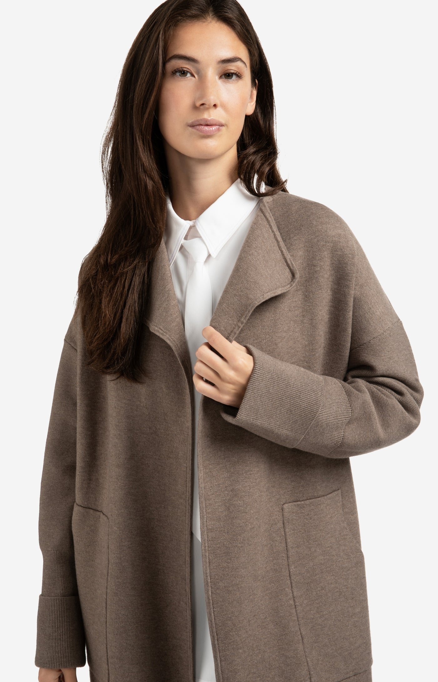 Long Coatigan in Brown Melange
