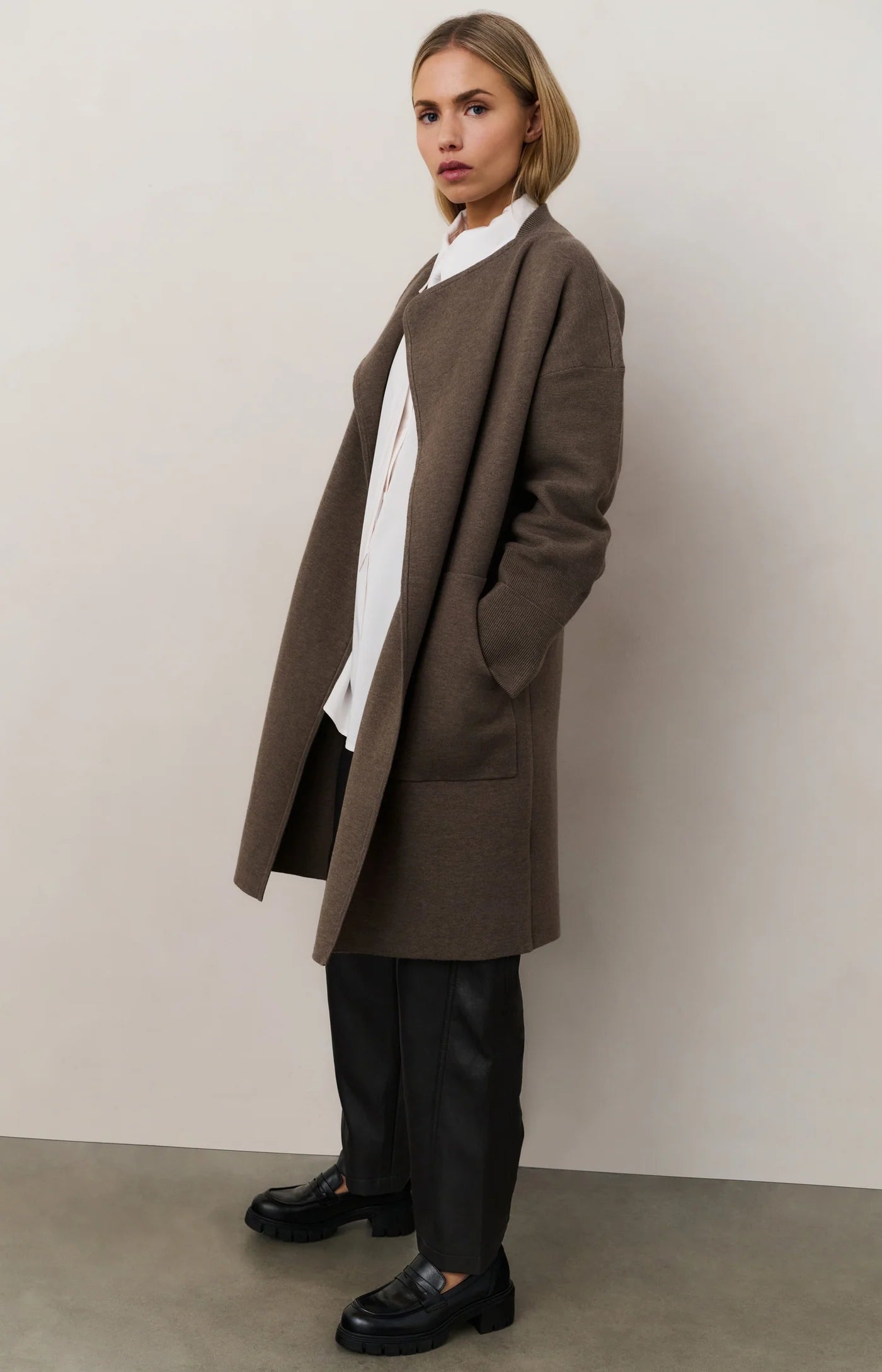 Long Coatigan in Brown Melange