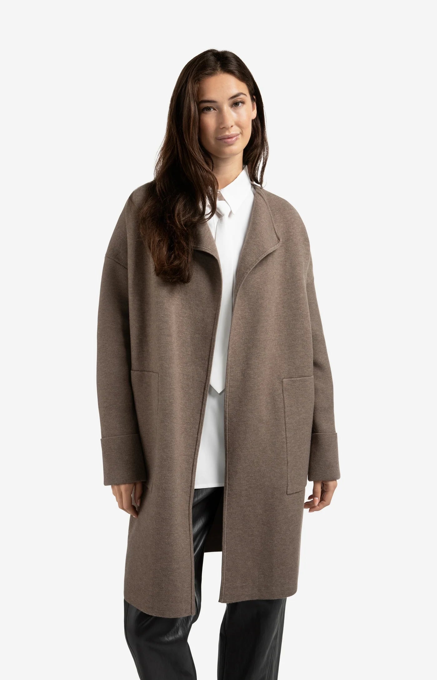 Long Coatigan in Brown Melange
