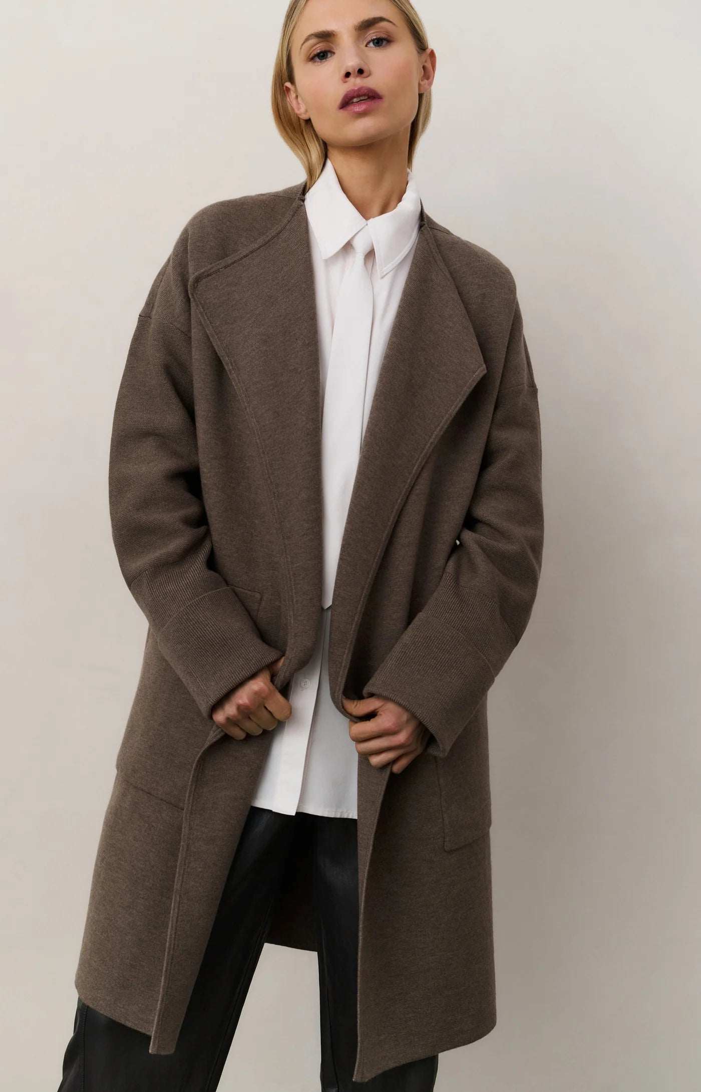 Long Coatigan in Brown Melange