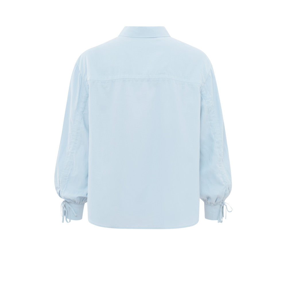 Oversized Blouse with Puff Sleeves in Xenon Blue