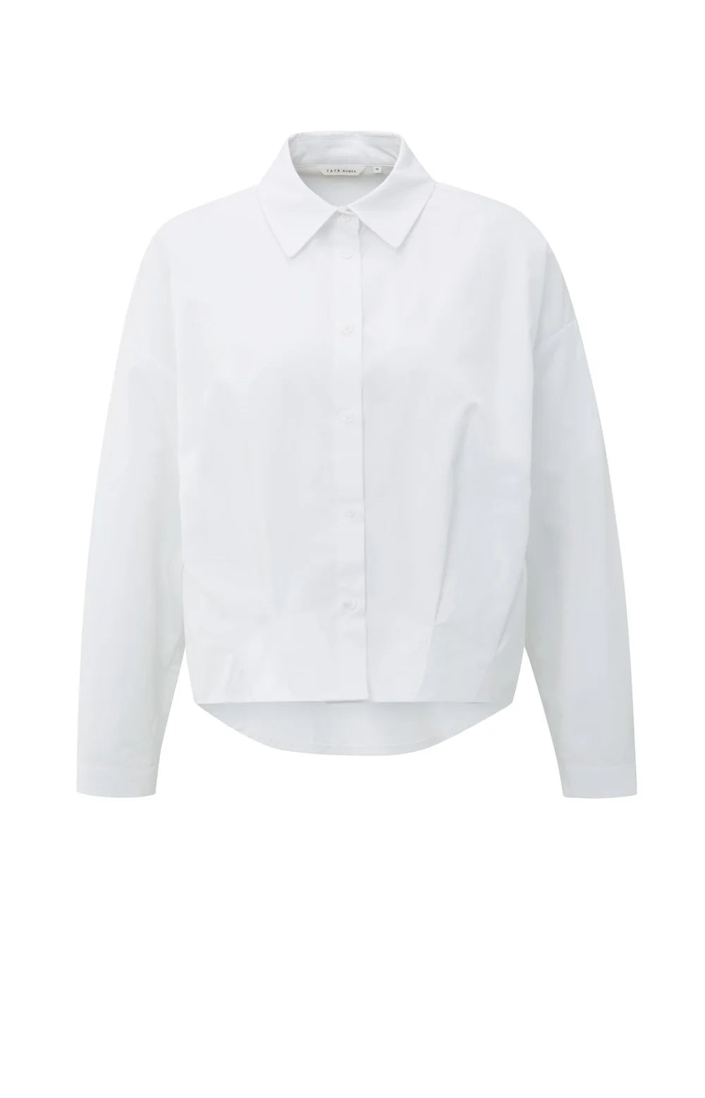 Poplin Blouse with Front Pleat in Pure White