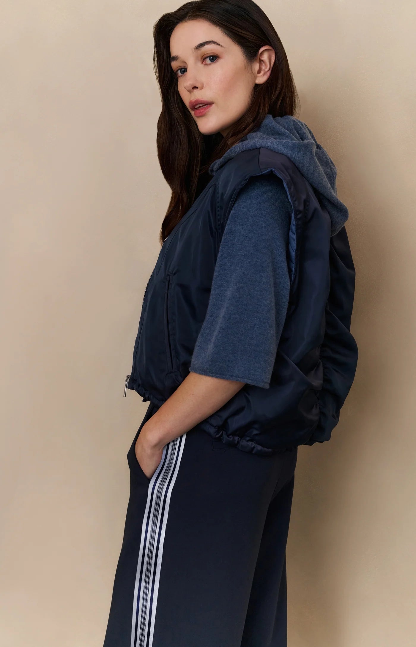 Nylon Reversible Bodywarmer in Inkwell Blue