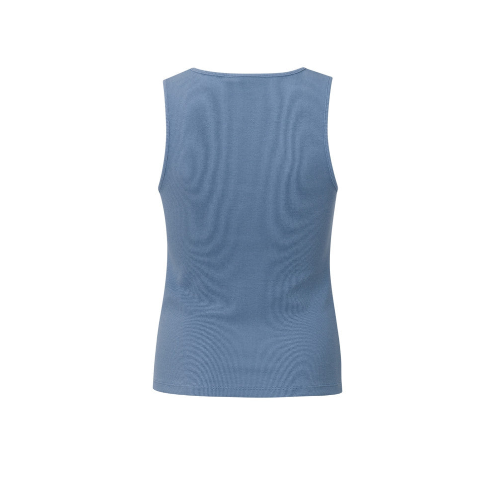 Square Neck Ribbed Top in Infinity Blue