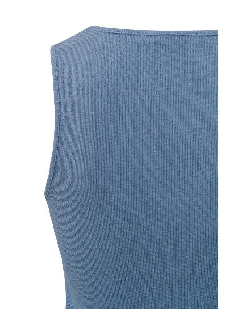 Square Neck Ribbed Top in Infinity Blue