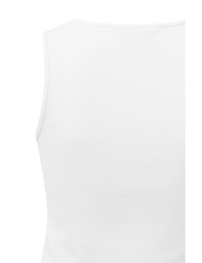 Square Neck Ribbed Top in Pure White
