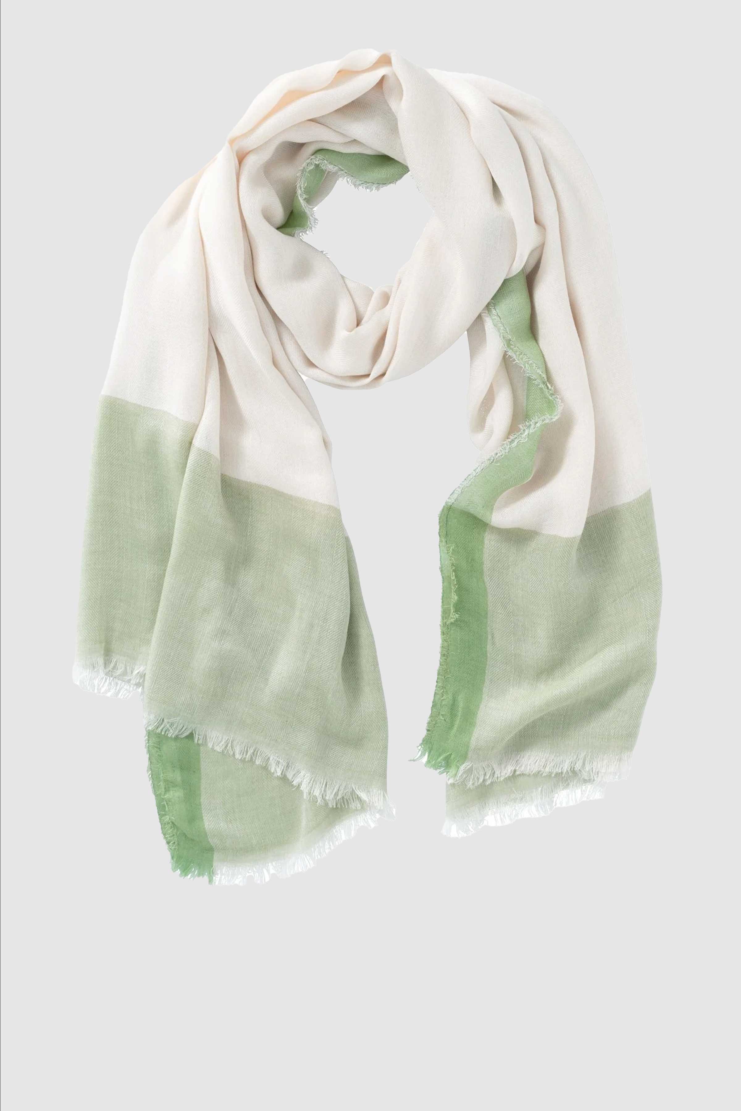 Scarf with Frayed Edges in Sage Green