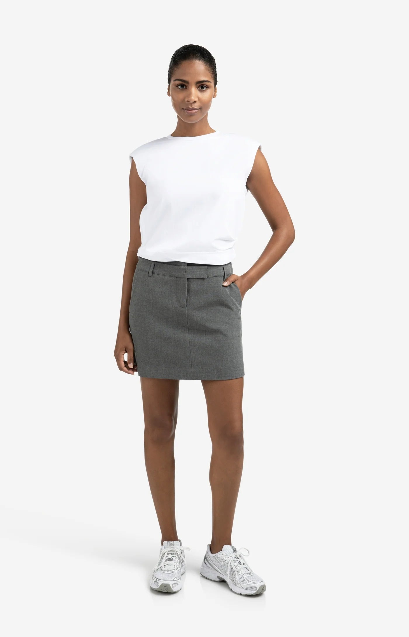 White Top with Padded Shoulders