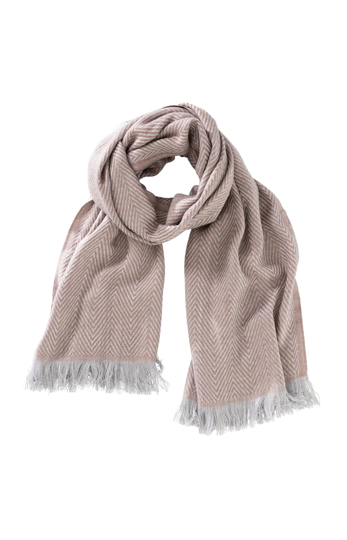 Zigzag Scarf with Fringes in Blush