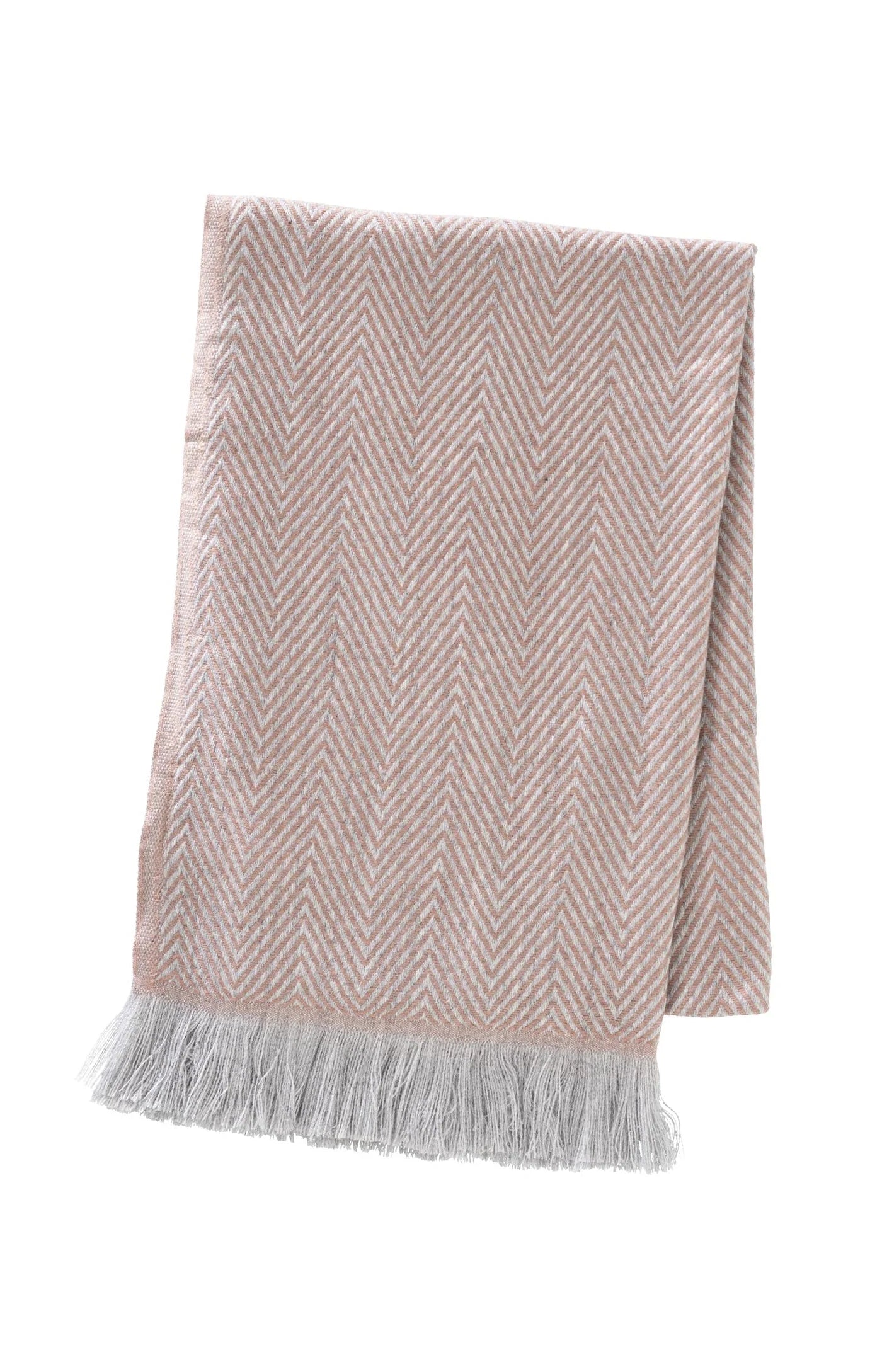 Zigzag Scarf with Fringes in Blush