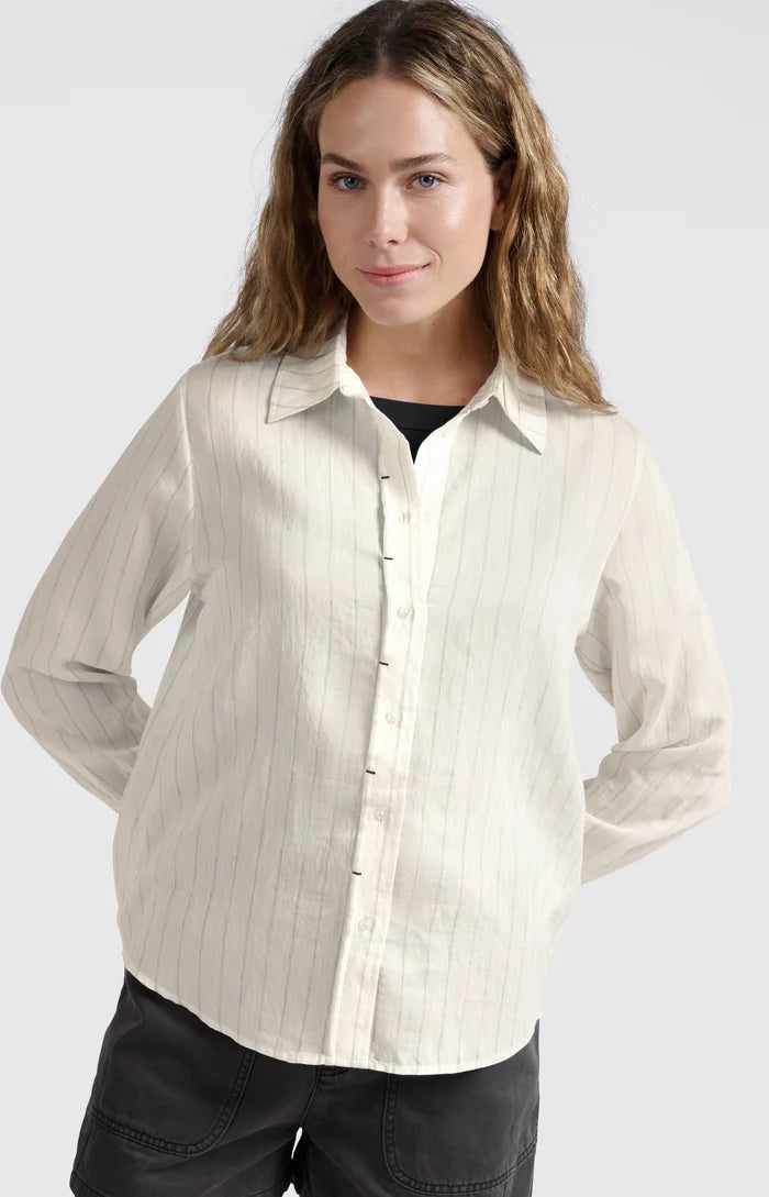 Pleat Detail Striped Blouse in Summer Sand