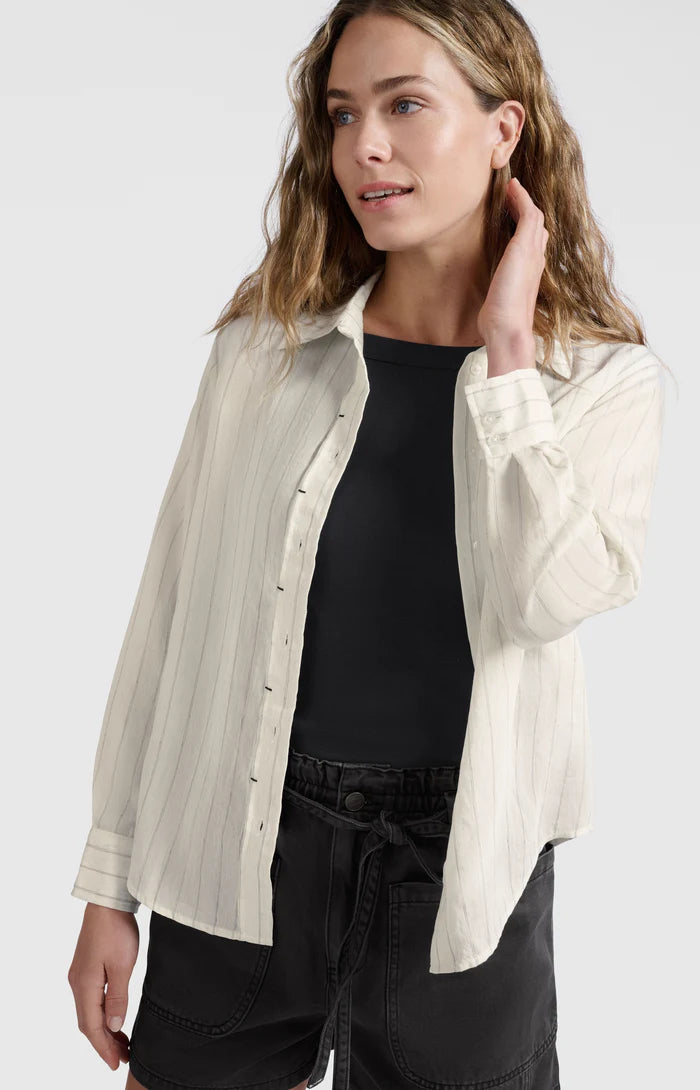 Pleat Detail Striped Blouse in Summer Sand