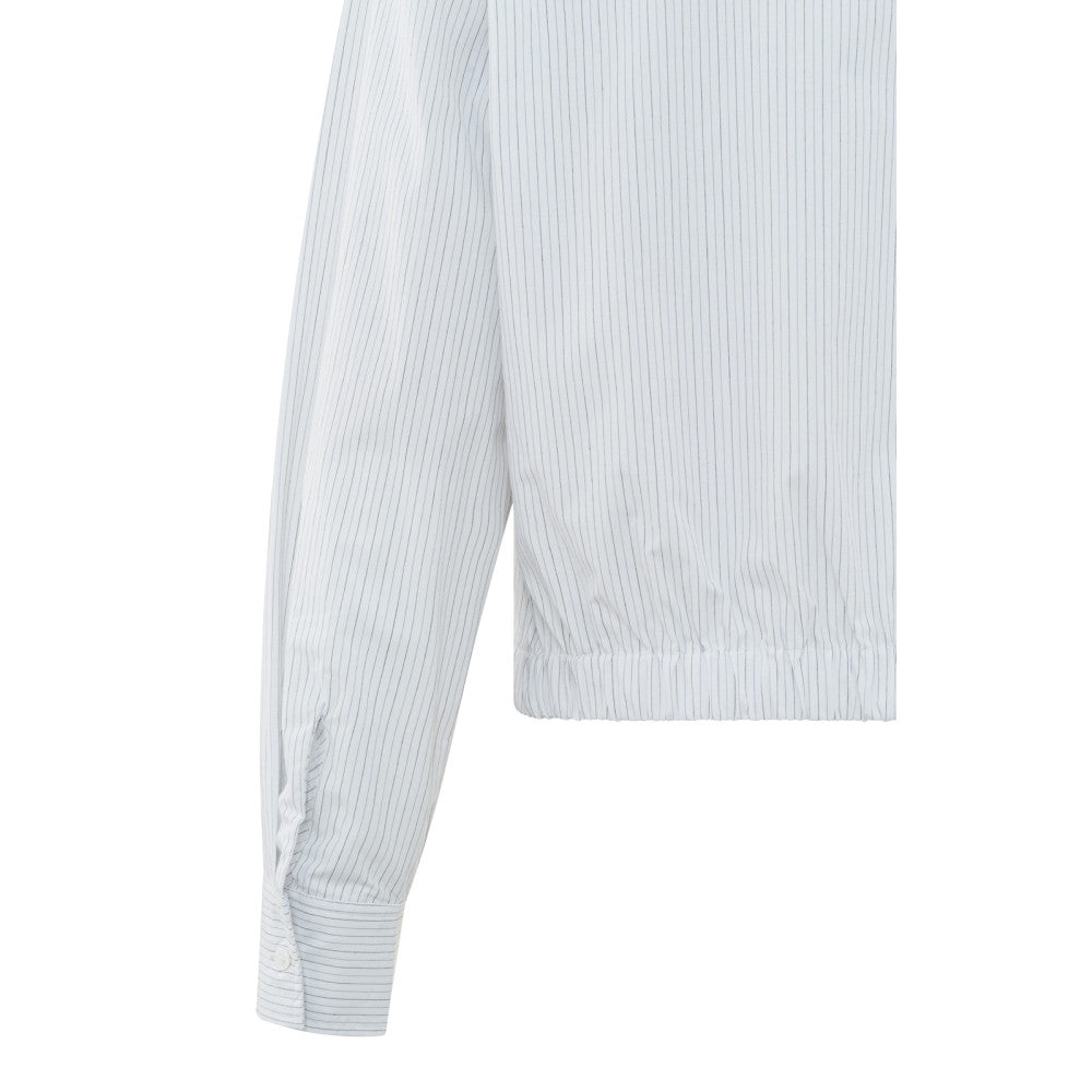 Stripped Poplin Knotted Blouse in Off White