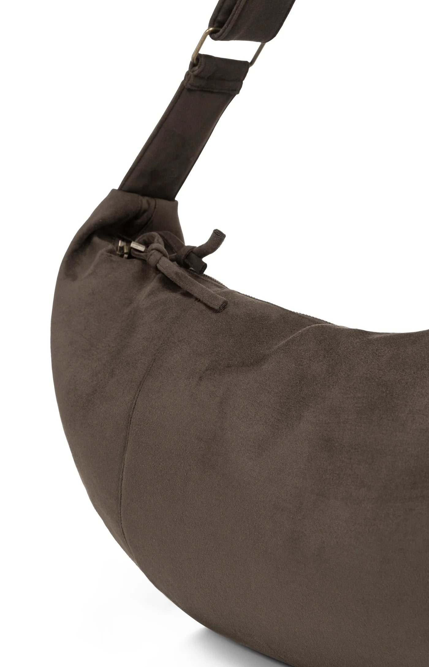 Suedine Crossbody Bag with Zip in Brown
