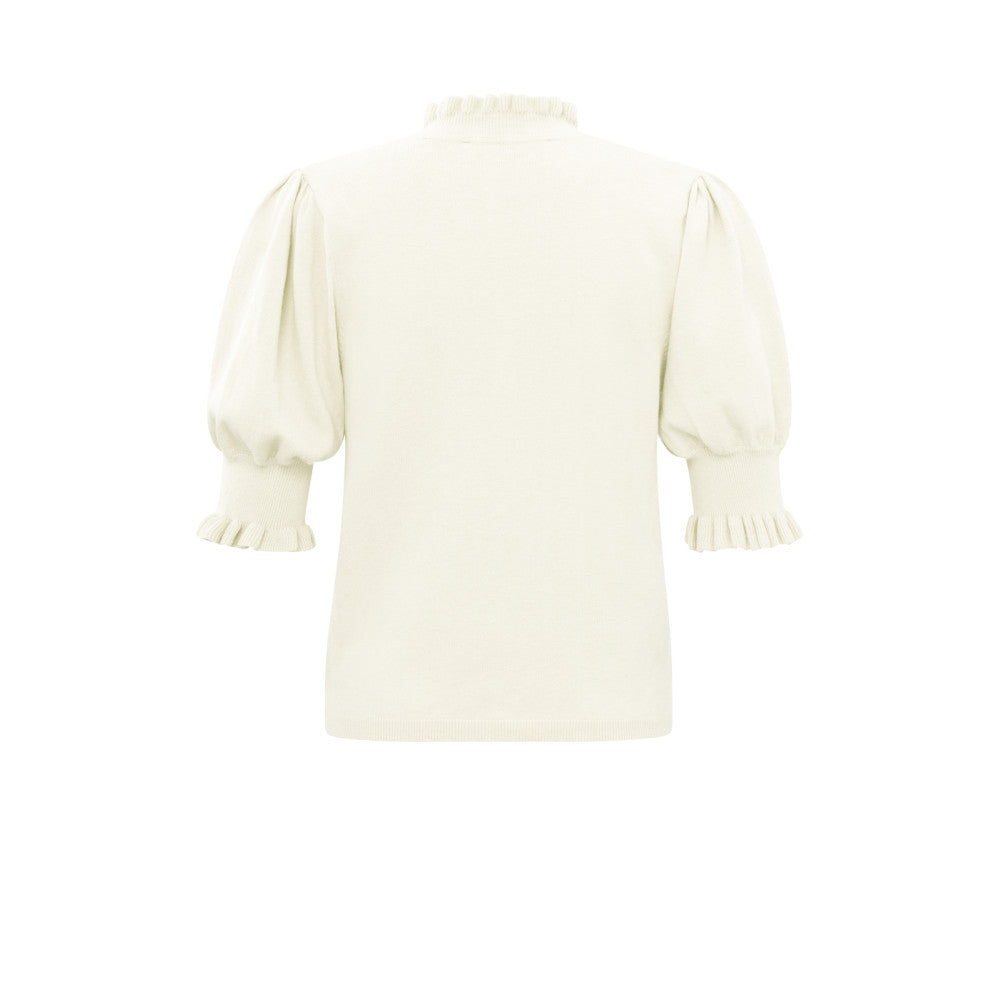 Sweater with Puff Sleeves in Off White