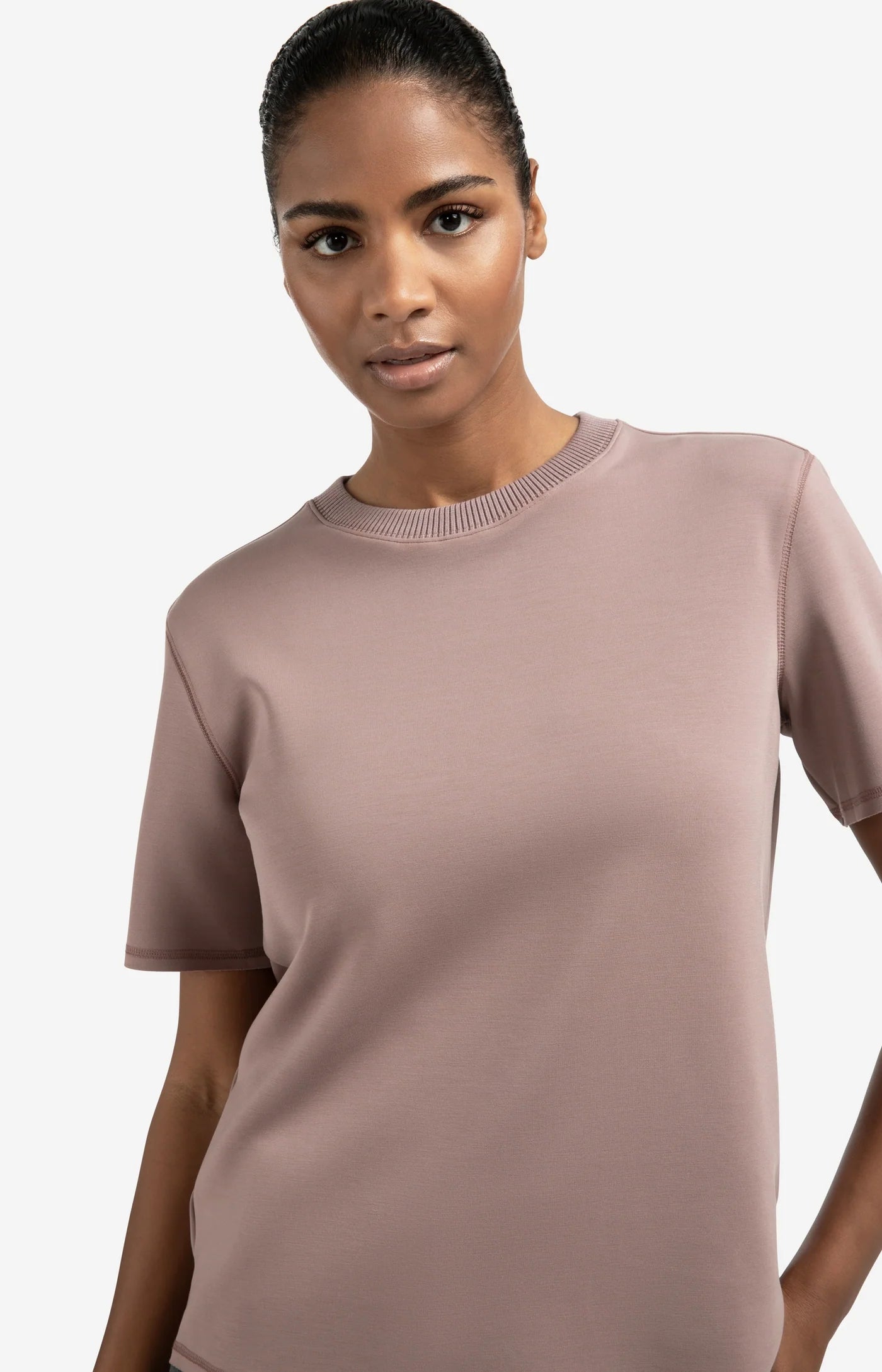 Short Sleeve Sweatshirt in Blush Pink