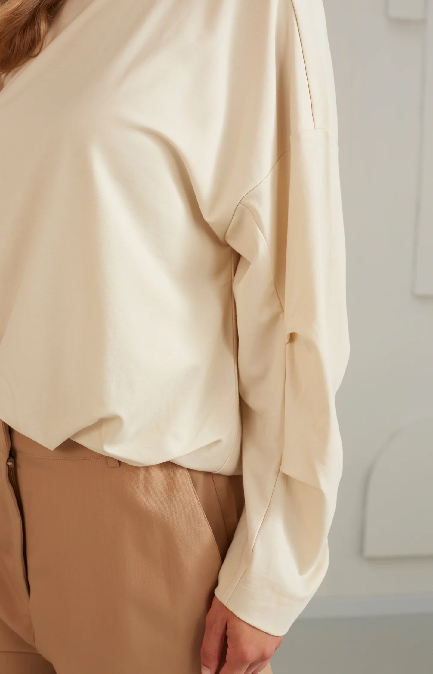 Sweater with Pleated Details in Summer Sand