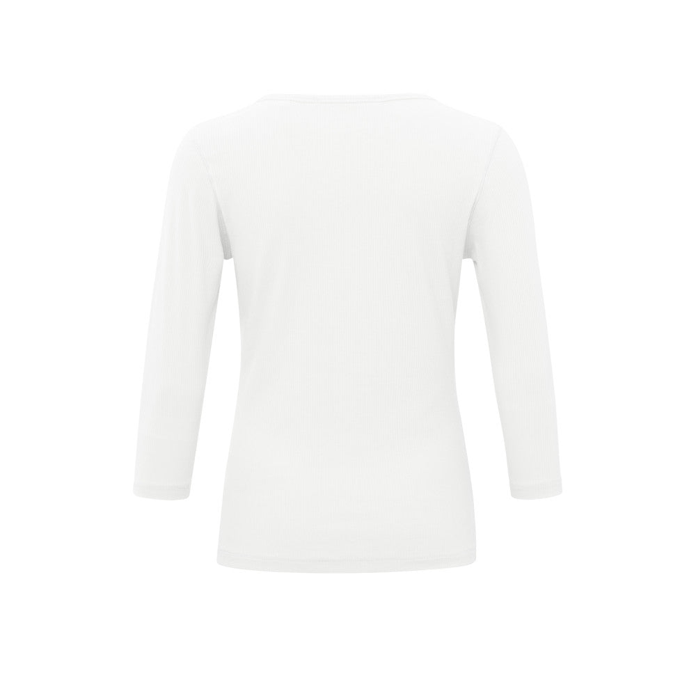 Half Sleeve V Neck Top in Pure White