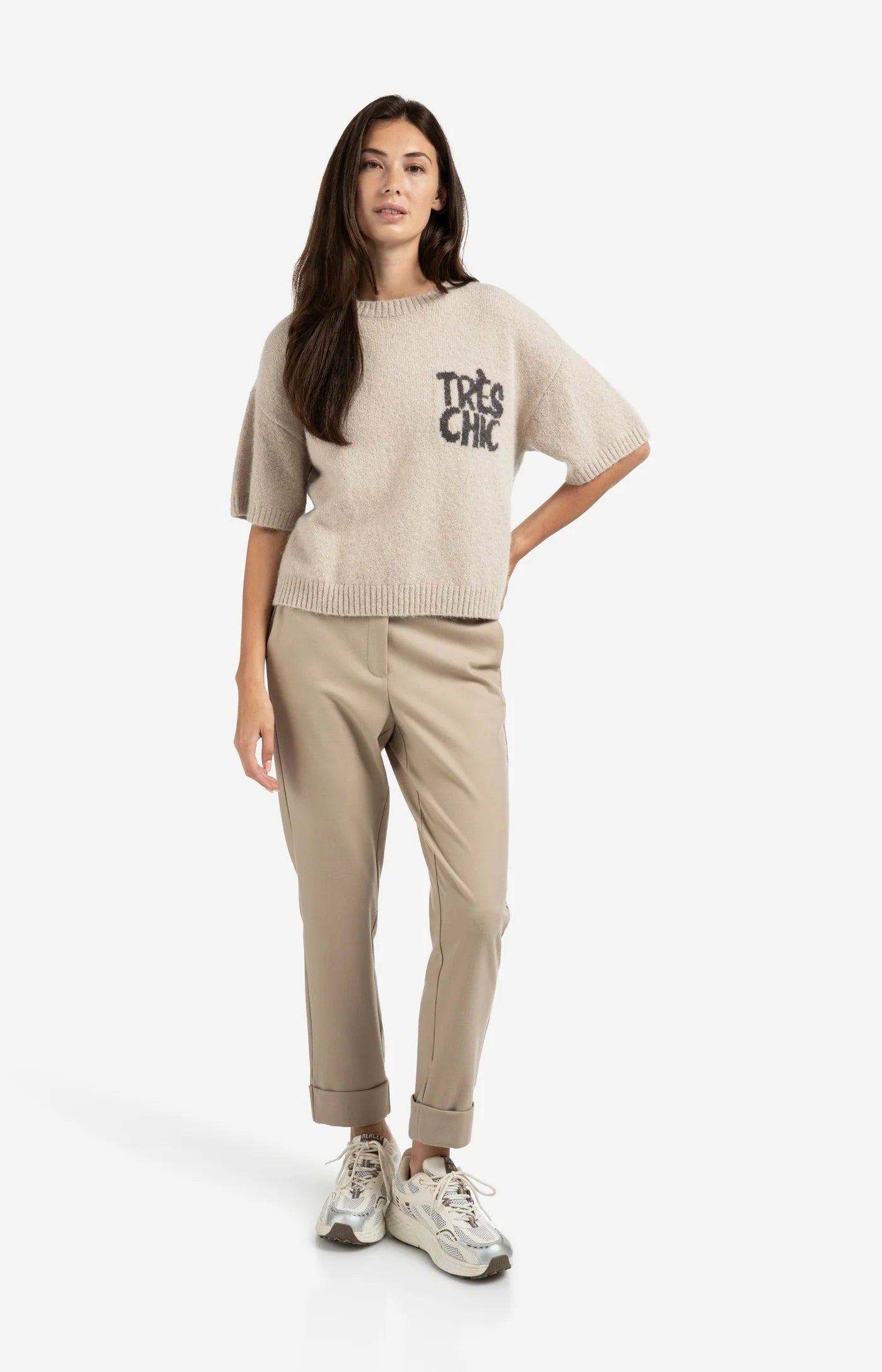 Pantalon Style Trouser in Sand Beige