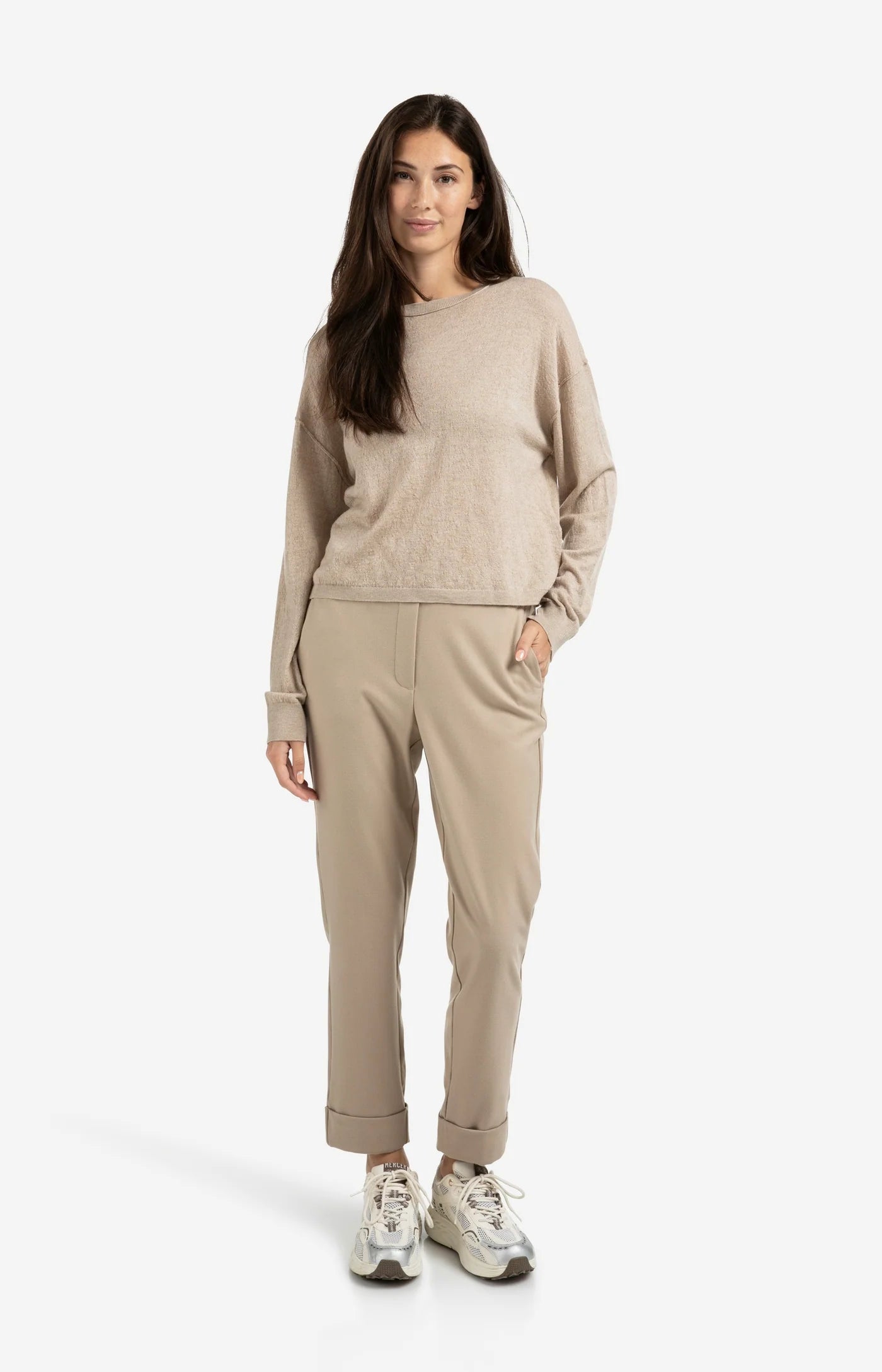 Pantalon Style Trouser in Sand Beige