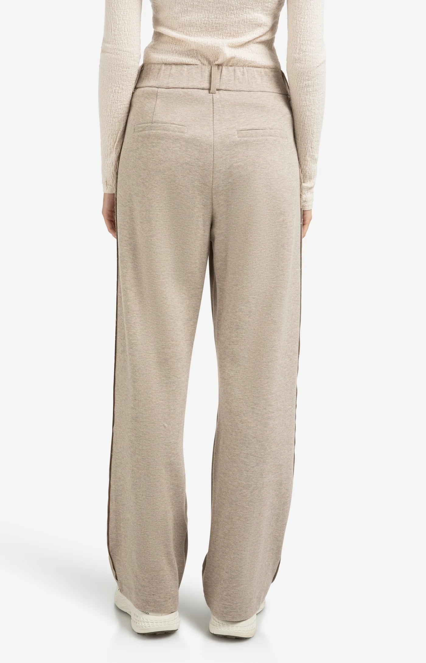 Woven Wide Leg Trouser in Sand Beige