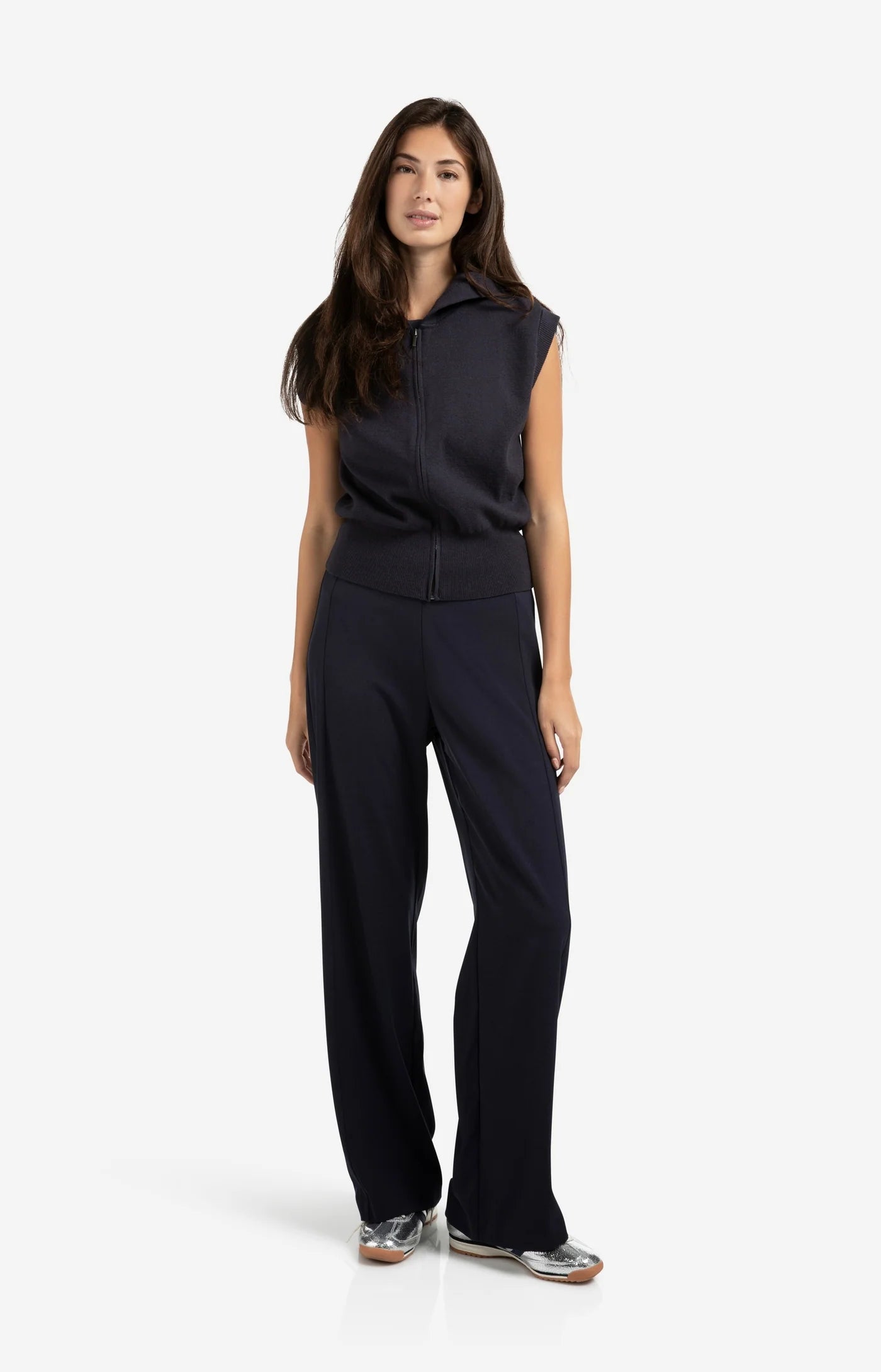 Woven Wide Leg Trouser in Inkwell Blue