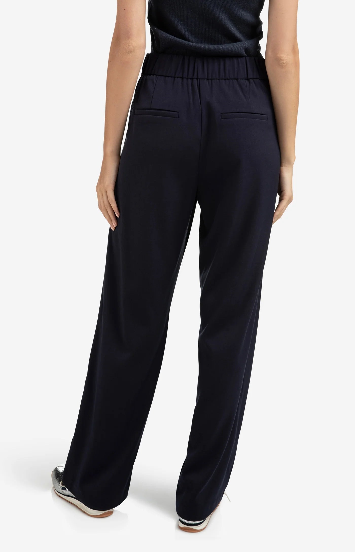 Woven Wide Leg Trouser in Inkwell Blue