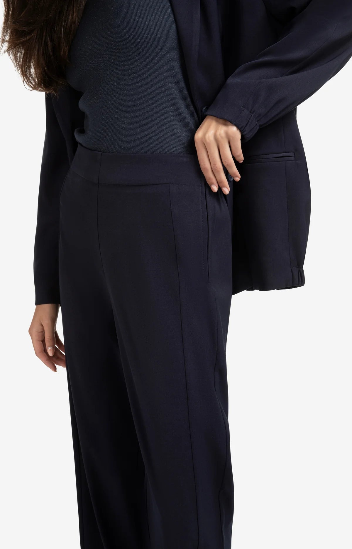 Woven Wide Leg Trouser in Inkwell Blue